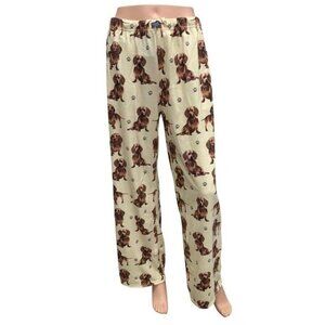 Dachshund Womens Unisex Weiner Dog Lightweight Cotton Blend Pajama Bottoms Large